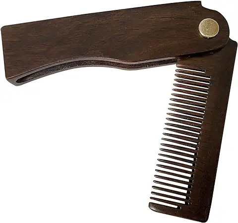 EQLEF Peine Plegable Hombre para Hombres, Peine para Barba, Peine para Bigote de Dientes Finos de Madera, Peines Hechos a mano para Hombres, Regalo  