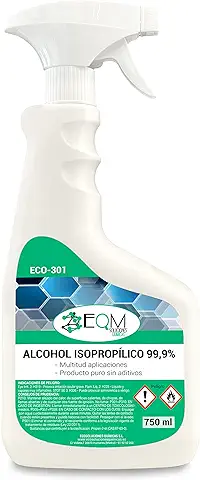 EQM SOLUCIONES QUÍMICAS | ECO-301 | Alcohol Isopropílico 99,9% Pureza | 750 ml | Limpieza y Desinfección de Componentes Electrónicos, Objetivos, Pantallas y Superficies.  