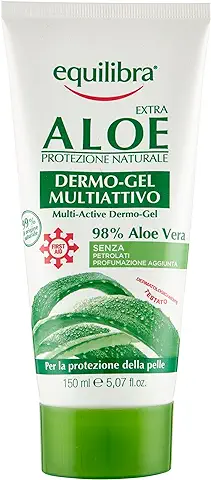Equilibra Cuidado Corporal, Aloe Dermo-Gel, Gel Calmante a base de Aloe Vera, Crema Corporal para el Enrojecimiento, Alivio Después del Sol, Post Depilación o Afeitado, Pies Cansados, 150 ml  