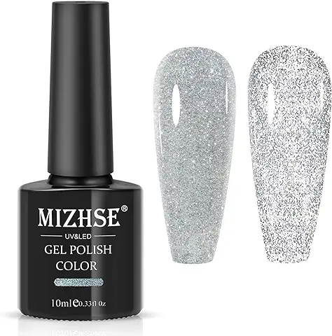 Esmalte de Uñas en Gel Reflectante MIZHSE, Esmalte de Uñas con Purpurina Brillante, Esmalte de Uñas de Gel de Diamante Brillante, 10ml, Gel de Esmalte de Uñas de una sola Botella  