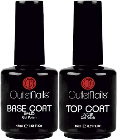 Esmaltes Semipermanentes Base Coat 15ml + Top Coat Esmalte Semipermanente 15ml | Gran Formato 15ml cada uno | UV/LED Compatible Universal  