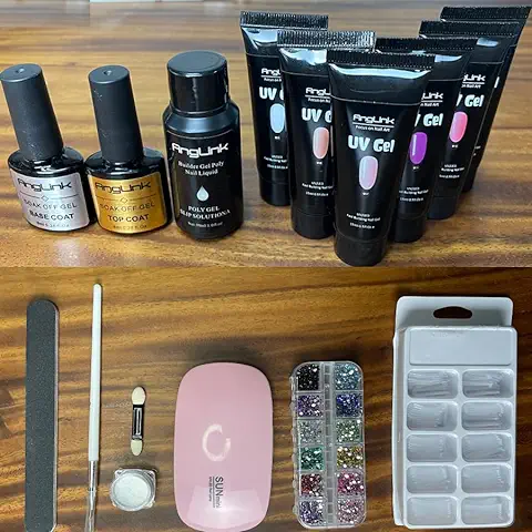 Esmaltes Semipermanentes Unas Gel Kit - Set de Manicura Semipermanente 6 Colore Pintaunas con UV LED y 120 Uñas Postizas, Decoración/Cepillo/Base/Top Coat  