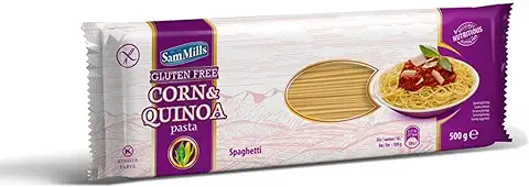 Espaguetis de Maíz y Quinoa - Pasta Sin Gluten - 500 g - Rica en Vitaminas y Minerales - Gran Fuente de Energía - Favorece la Función Cerebral - 100% Vegana - Comida Sin Gluten - Sam Mills  