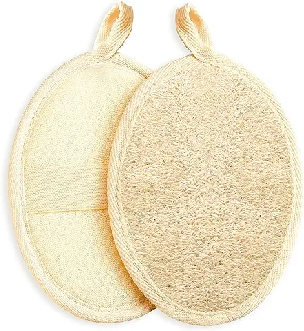 Esponja de lufa Natural, 2 Piezas Esponja Exfoliante con Banda Elástica, Para el Cuidado del Cuerpo y la Cara, Para el Baño, spa, Ducha Mujeres y Hombres  