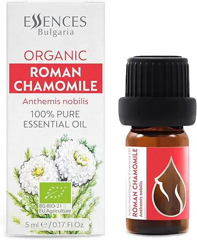 Essences Bulgaria Aceite Esencial de Camomila Romana Orgánica 5ml | Anthemis Nobilis | 100% Puro y Natural | Sin Diluir | Grado Terapéutico | Granja Familiar | Destilado al Vapor | Sin OMG | Vegano  