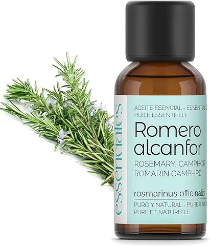 Essenciales - Aceite Esencial de Romero Alcanfor, 100% Puro, 30 ml | Aceite Esencial Rosmarinus Officinalis  
