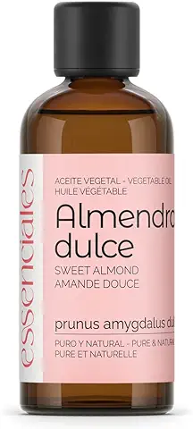 Essenciales - Aceite Vegetal de Almendras Dulces, 100% Puro y Natural, 100 ml | Aceite Vegetal Prunus Amygdalus Dulcis, 1ª Presión Frío  