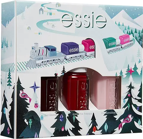 Essie Kit de Regalo, 3 Esmaltes de Uñas Tamaño Mini, Acabado Brillante y Larga Duración, Tonos: Mademoiselle, Bordeaux​ y​ Maki Me Happy​  