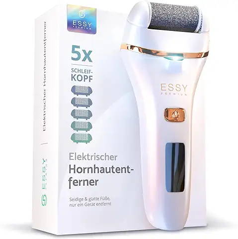 Essy Lima Eléctrica Pies Durezas Exfoliante Callos para Pies Electrico Pedicura Lima Pies Durezas Recargable Profesional Pulidor de Callos Cuidado Talon con 5 Rodillos de Recambio (DE box)  
