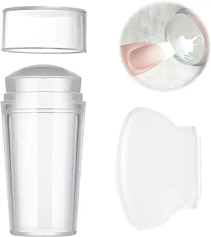 Estampador para Uñas Con Raspador,Nail Art Sellos,Estampado Uñas Silicona Transparente Raspador,Plantilla Transparente Sellar Uñas,Bricolaje Manicura Herramientas  