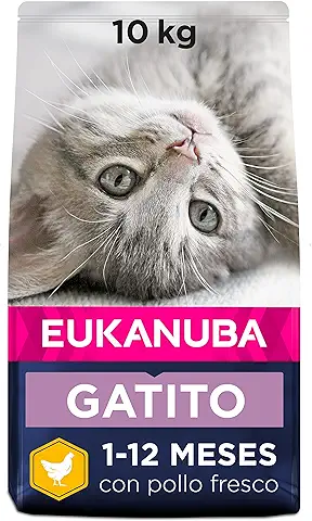 Eukanuba Alimento seco para Gatitos en Crecimiento, rica en Pollo Fresco, 10 kg  