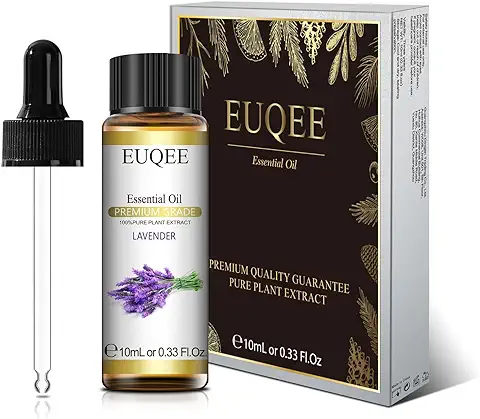 EUQEE Aceite Esencial Lavanda 10ml, 100% Naturales Aceite de Lavanda Puros, Aceites Esenciales Aromaterapia para Humidificador, Difusor, Relajación  