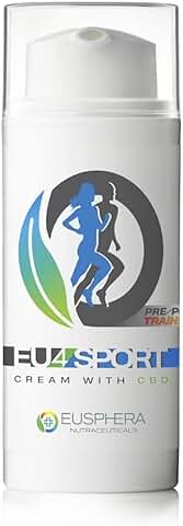 EUSPHERA - EU4SPORT - CREMA Con CBD, Harpagofito, Árnica y Aloe Específica para el DEPORTE, 100% Natural, Para Articulaciones y Músculos, Alivia Dolores Musculares y Articulares (75 ml)  