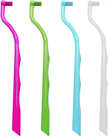 EvaGO 4 Cepillos de Dientes Ortodónticos, Cepillo de Dientes de Cabeza Pequeño, Cepillo de Dientes para Aparatos Ortopédicos, Limpieza de Implantes Dentales  