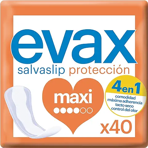 Evax Salvaslip Maxi, 40 Unidades, Siéntete Fresca y Limpia Durante Todo el Día