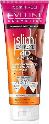 Eveline Cosmetics Slim Extreme 4D Bisturí Concentrado Crema Adelgazante Quemador de Grasa Rápido para Mujer | 250ML | Piernas Delgadas y Vientre Plano | Terapia de Choque Ultra Scizer  