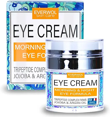 EVERWOL - Crema Antiarrugas para el Contorno de ojos TRIPÉPTIDOS 5, Ácido Hialurónico, Vitamina E y aloe Vera/Crema Antiojeras y Antibolsas/Crema Facial Hidratante, Crema Reparadora / 50 ml  