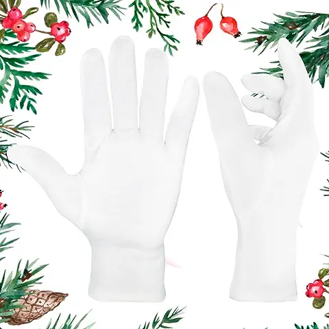 EXBRIECO Guantes de Algodón 100%, Complemento de Disfraz, Protección Piel Seca o Eczemas, Tratamiento de Hidratación, Cuidado de Manos, Reutilizables y Cómodos, para Disfraz, Camarero, Eventos.  