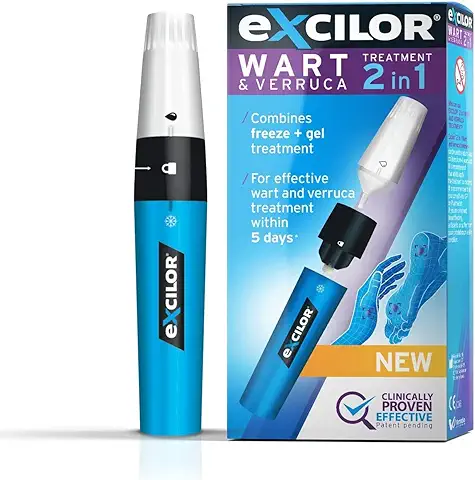 Excilor Tratamiento 2 en 1 para Verrugas y Verrucas, Congelación y gel de Doble Acción, Eliminación Eficaz en 5 Días, Restaura Manos y pies Hermosos y Saludables  