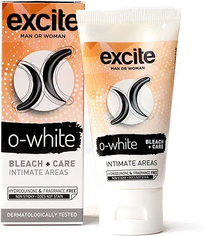 EXCITE O-WHITE Crema Aclaradora Corporal piel íntima Mujer y Hombre. Aclara y Cuida la piel de Axilas, Entrepierna y tus Partes más íntimas. 50 ml.  