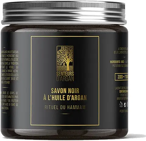 Exfoliante Corporal Jabón Negro Hammam, Exfoliante Corporal con Aceite de Argán Orgánico, Jabón Negro Marroquí Exfoliante Natural - Elimina la piel Muerta y Purifica la piel - 200g  