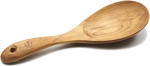 FAAY Paleta de Arroz de 9 ”, Cuchara de Servir, Cuchara de Cocina Versátil - Artesanía de Madera de Teca Dorada de Alta Resistencia a la Humedad | Mango Ergonómico, Duradero y Saludable  