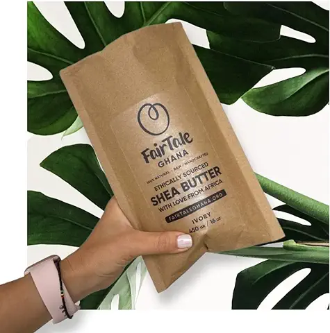 FairTale GHANA Manteca de Karité Africana Cruda 16 oz / 450 gr. Es de Cosecha Silvestre, de Origen ético, 100% Natural, sin Refinar, a base de Plantas, Vegano, Marfil  