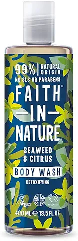 Faith in Nature Gel de Baño Natural de Algas Marinas y Cítricos, Detoxificante, Vegano y No Testado en Animales, sin Parabenos ni SLS, 400 ml  