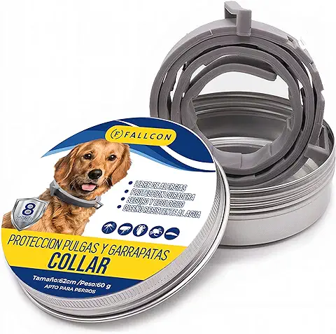 FALLCON F Collar Antiparasitos Perros Natural Repelente Frente a Pulgas,Garrapatas y Mosquitos,Tamaño Ajustable e Impermeable para Mascota Pequeño Mediano Grandes  
