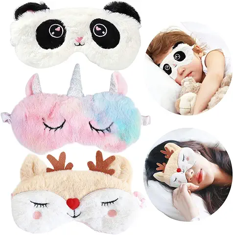 Fascigirl 3 Piezas Antifaz para Dormir, Mascara para Dormir Antifaz Unicornio Antifaz Dormir Divertido Antifaces Máscara para Niños,Niñas, Mujeres Mascara de Ojos Antifaz Niña para Dormir  