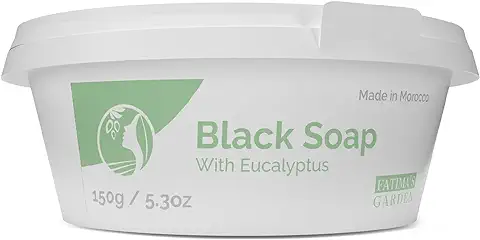 Fatima's Garden Jabón Beldi Negro con Eucalipto - Exfoliante Natural Hammam 150g  