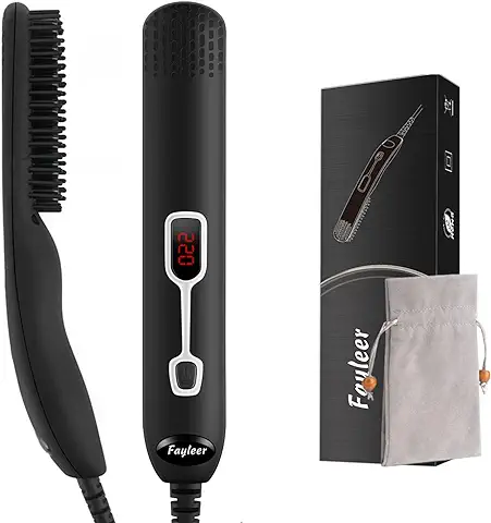Fayleer Alisador de Barba para Hombres Cepillo para Barba Rápido y Seguro Temperatura Ajustable Hasta 220°C Plancha de Barba 2 en 1 Cepillo Iónico para Peinar la Barba y el Pelo [2023 Nuevo]  