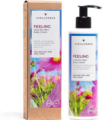 FEELING, Crema Hidratante Corporal Ultra Hidratante para Pieles Secas o Descamadas - Crema Corporal Hidratante con Rosa Mosqueta, Acido Hialurónico y 24 Activos 100% Naturales 76% BIO.  
