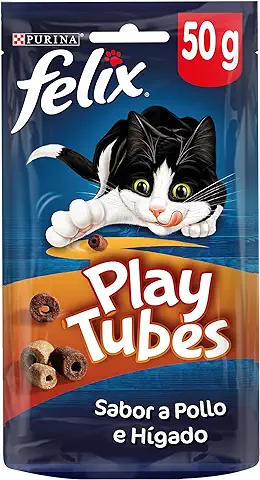 Felix Purina Play Tubes, Snack, Premio para Gato con Pollo e Hígado, Bolsa de 50g  
