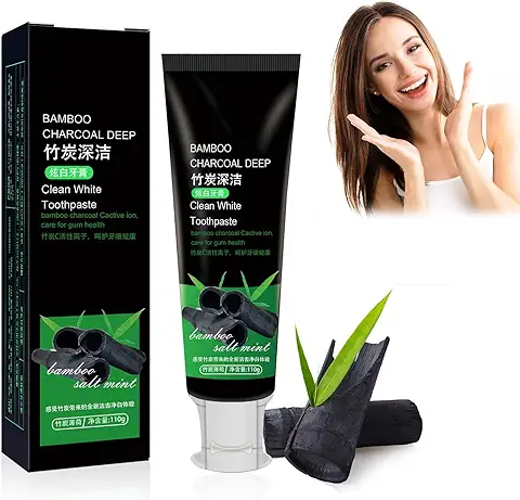 Fengyang Pasta de Dientes de Carbón de Bambú, Pasta de Dientes Refrescante de Carbón, Pasta de Dientes Profunda de Carbón de Bambú, Pasta de Dientes Blanqueadora de Carbón Negro Elimina La Mala Boca  