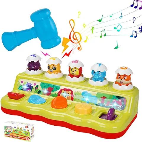 FENYW Juguetes Niños 1 Año Pop Up Animales Juguetes Bebes 9 12 18 Meses, Juguetes Montessori Bebé con Música y Sonidos, Juguetes Educativos Precoz para Niños 1 2 3 Años  