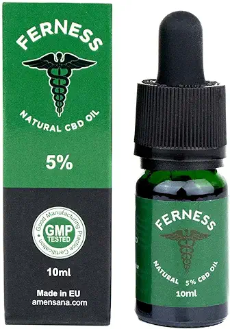 FERNESS PURO ACEITE CBD 5% - Aceite de Cañamo Ecológico Enriquecido con un 5% (500mg) de CBD Completamente Natural 10 ml en Gotas | SIN THC | Ideal Contra la Ansiedad, para Dormir y Contra el Dolor.  