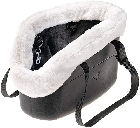 Ferplast Bolso para Perros WITH-ME WINTER, EVA, Suave Plástico de goma con Revestimiento de Ecopiel, Asas Regulables, Correa de Seguridad Incluida, 21.5 x 43.5 x h 27 cm, Negro  