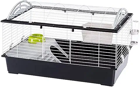 Ferplast Jaula para Roedores CASITA 100 para Conejos, Cobayas, Cobayas, en Metal, Accesorios Incluidos: Pesebre, Bebedero, Comedero, Casita, 96x57xh56cm  