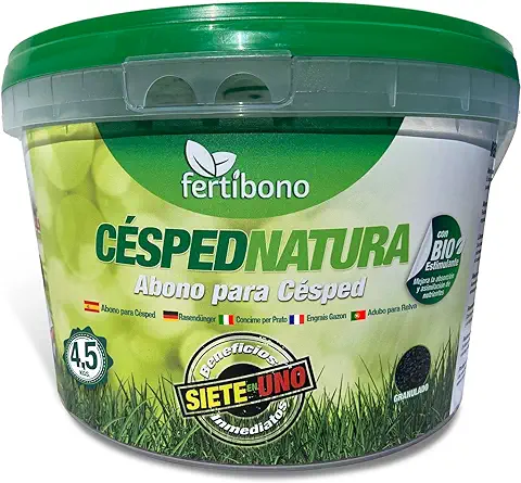FERTIBONO CéspedNatura - Abono Orgánico de Liberación Lenta para Césped - Seguro para Mascotas y Familia, Nutrición Profunda sin Quemaduras - Apto para Todas las Estaciones,(4,5Kg)  