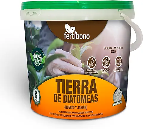 FERTIBONO Tierra de Diatomeas Micronizada, (8 kg), Protector Natural Contra Plagas para Plantas, Gallinas y Control de Chinches  