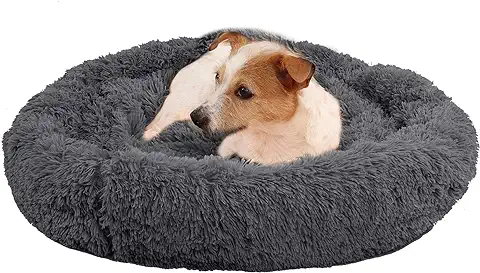 FFTANXS Camas Perros/Cama Gato, Redondo Cojín Suave de Felpa Cama Perro, 50 cm Lavable Cama Antiestres Perro, Relajante Sofá para Perros Donut Mediano Pequeños, Invierno Cojín Cama para Perros  