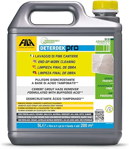 FILA Surface Care Solutions DETERDEK 5L - Concentrated Acidic Cleaner for Porcelain and Ceramic Tiles  