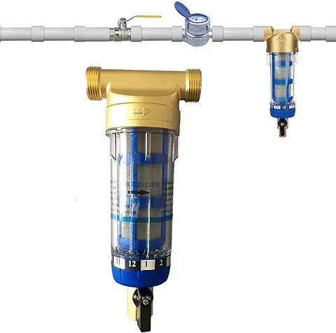Filtro de agua de Sedimentos Reutilizables con Filtro de agua Prefiltro de Sedimentos de Micrón Prefiltro Purificador de Agua, para Filtro de Sedimentos de Manguera de agua de pozo (3/4")  