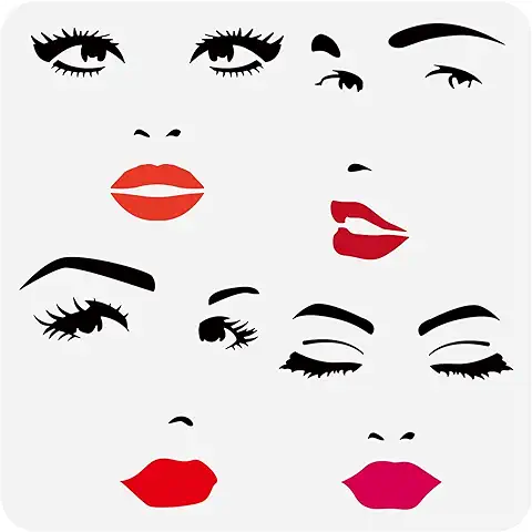 FINGERINSPIRE Plantilla para Pintar la cara de Mujer 30x30cm Plantilla de Expresión Facial Plantilla para Dibujar la cara de Mujer Cejas Ojos Nariz Boca Plantilla para Pintar en Madera, Lienzo, Pared  