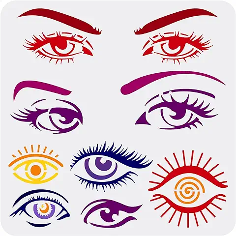 FINGERINSPIRE Plantillas de ojos para Pintar, 30 x 30cm, Plantillas de ojos de Plástico para ojos y Cejas, Plantilla para Crear Bricolaje de ojos de Mujer, Decoración para Pintar en Paredes de Madera  