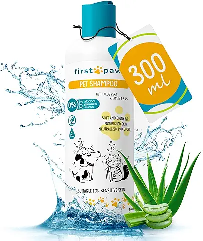 FIRSTPAW 500ML Champu Hidratante y 100% Vegano para Perros y Gatos - Natural Champú con Aloe Vera para Piel Sensible y Todos Tipos de Pelaje de Cachorros  