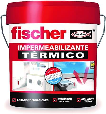 Fischer - Pintura Impermeabilizante Térmico, 4l, Resistente al agua y Exteriores  