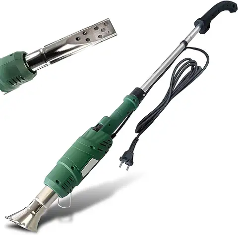 FISHTEC Desherbador Térmico Eléctrico 2000 W - 2 en 1: Quema las Malas Hierbas + Enciende Barbacoas - Sin Gas ni Productos Químicos - Calor Potente Hasta 600°C - 2 Boquillas - Mango Desmontable  
