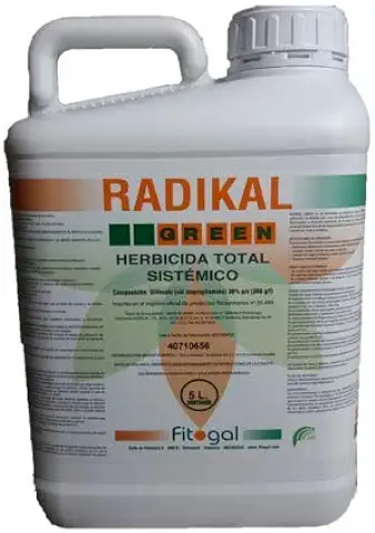Fitogal Radikal Green Ultra Plus. Envase 5 L. Herbicida de Acción Total Sistémico no Residual para el Control de Malezas. Glifosato Concentrado 36%. Post Emergencia.  